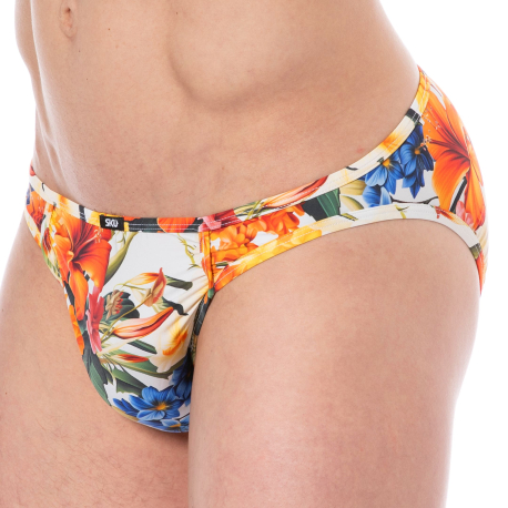 SKU Tropical Summer Microfiber Briefs - White