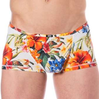 Boxer Court Microfibre Tropical Summer Blanc SKU