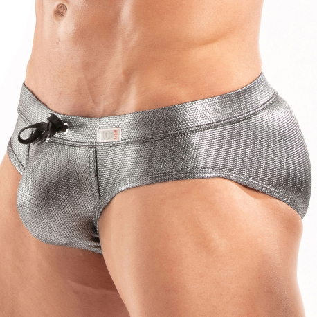TOF Paris Metal Swim Briefs - Silver