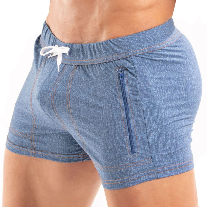 Short de Bain Zippé Denim Bleu TOF Paris