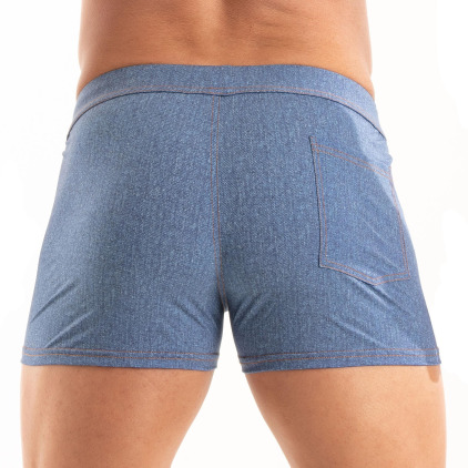 Short de Bain Zippé Denim Bleu TOF Paris