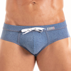 Slip de Bain Denim Bleu TOF Paris