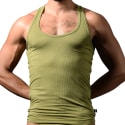 Andrew Christian Racer Back Beater Tank Top - Olive