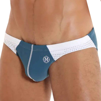 Slip de Bain Umbra Bleu - Blanc Marcuse