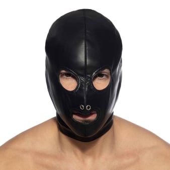 Cagoule Fetish en Cuir Vegan Noire AD Fetish