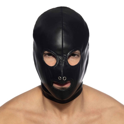 Cagoule Fetish en Cuir Vegan Noire AD Fetish