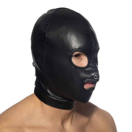 Cagoule Fetish en Cuir Vegan Noire AD Fetish