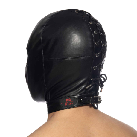 AD Fetish Vegan Leather Fetish Hood - Black