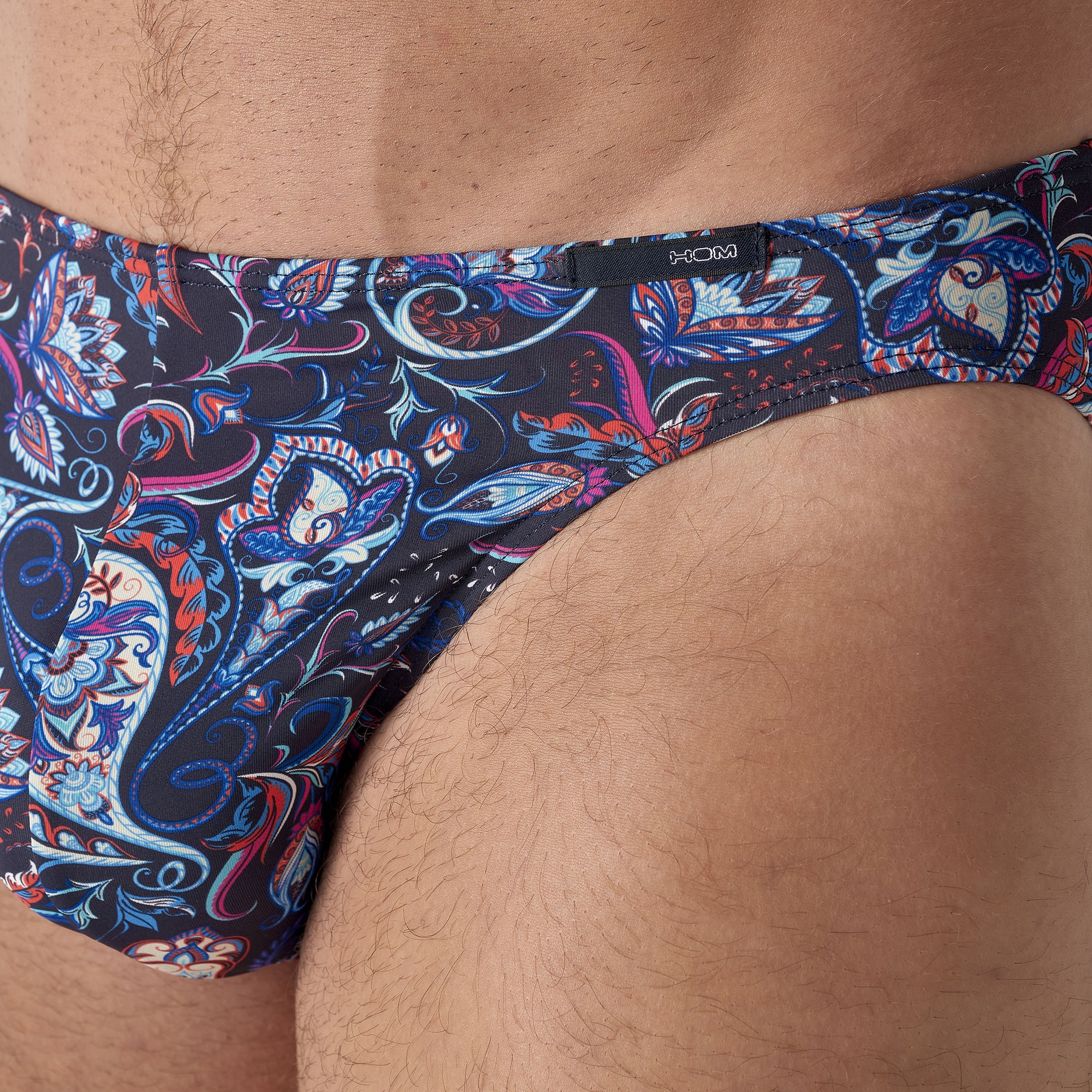 HOM Slips Homme - Lot De 2 En Coton élasthanne, Ouverture Horizontale Brevetée - Noir Uni Et à Points, Certifié OEKO-TEX