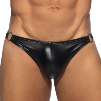 Slip Bikini Rub Round Buckle Noir AD Fetish