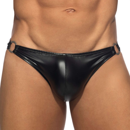 Slip Bikini Rub Round Buckle Noir AD Fetish