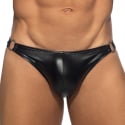 AD Fetish Round Buckle Rub Bikini Briefs - Black