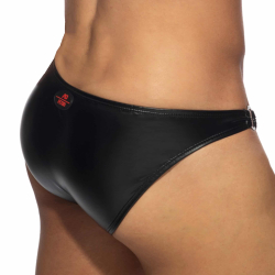 Slip Bikini Rub Round Buckle Noir AD Fetish