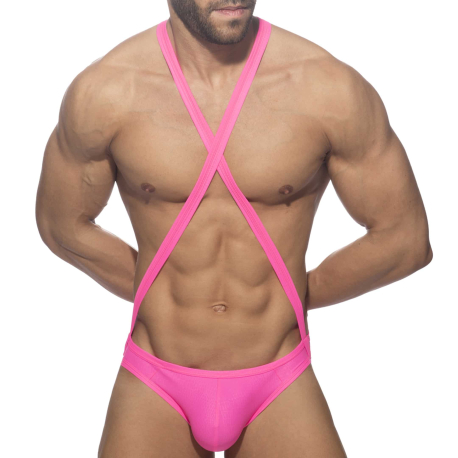 Addicted Reptile Criss Cross Bodysuit - Neon Pink
