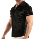 TOF Paris Crushed Velvet Shirt - Black