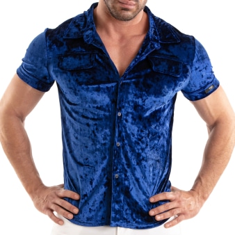 Chemisette Velours Froissé Bleue TOF Paris