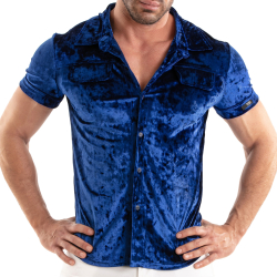 Chemisette Velours Froissé Bleue TOF Paris