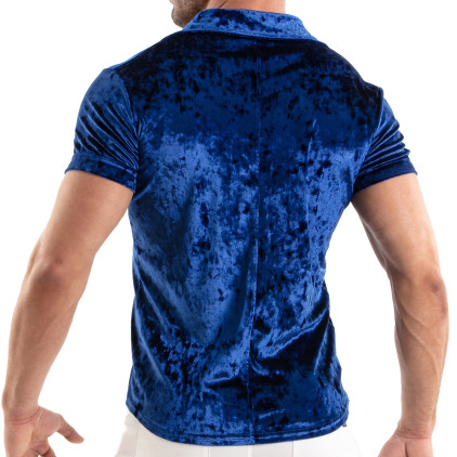 Chemisette Velours Froissé Bleue TOF Paris
