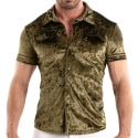 TOF Paris Crushed Velvet Shirt - Khaki