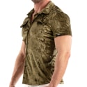TOF Paris Crushed Velvet Shirt - Khaki