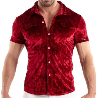 Chemisette Velours Froissé Rouge TOF Paris