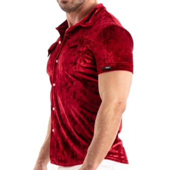 Chemisette Velours Froissé Rouge TOF Paris