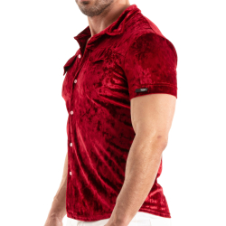 TOF Paris Crushed Velvet Shirt - Red