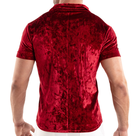 TOF Paris Crushed Velvet Shirt - Red