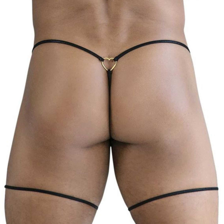 CandyMan Chain-Garter Thong - Black