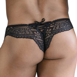 String en Résille et Dentelle Lace-Up Noir CandyMan