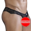 CandyMan Lace-Up Mesh - Lace Thong - Black