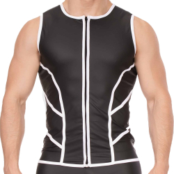 Barcode Robin Biker Vest - Black - White
