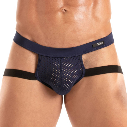 Jock Strap Tentation Microfibre Marine TOF Paris