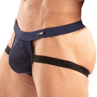 Jock Strap Tentation Microfibre Marine TOF Paris