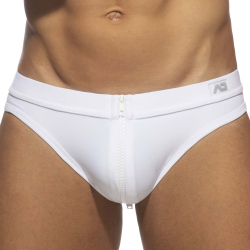 Slip de Bain Allover Zip Blanc AD Fetish