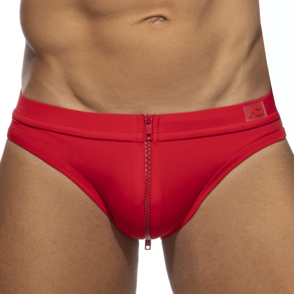 Slip de Bain Allover Zip Rouge AD Fetish