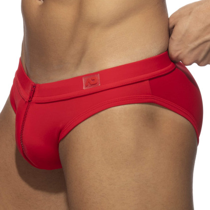 Slip de Bain Allover Zip Rouge AD Fetish