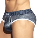 ES Collection Velvet Stripe Briefs - Navy