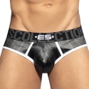 ES Collection Slip Velours Rayé Noir