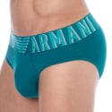 Emporio Armani Slip Megalogo Coton Bleu Paon