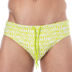 Slip de Bain All Over Logo Citron Vert  Emporio Armani