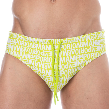 Slip de Bain All Over Logo Citron Vert  Emporio Armani