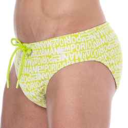 Slip de Bain All Over Logo Citron Vert  Emporio Armani