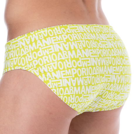 Emporio Armani All Over Logo Swim Briefs - Lime