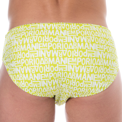 Slip de Bain All Over Logo Citron Vert  Emporio Armani