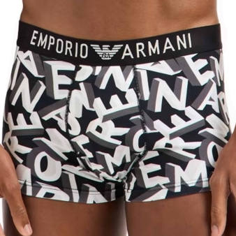 Boxer Bold All Over Lettering Coton Noir Emporio Armani