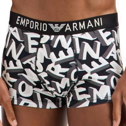 Boxer Bold All Over Lettering Coton Noir Emporio Armani