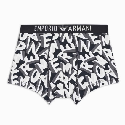 Boxer Bold All Over Lettering Coton Noir Emporio Armani
