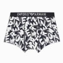 Emporio Armani Bold All Over Lettering Cotton Boxer Briefs - Black