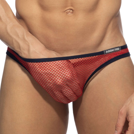 Addicted C-Through Mesh Bikini Briefs - Red